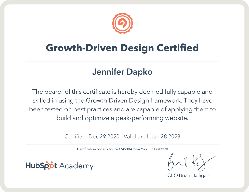 HubSpot Growth-Driven Design Certification