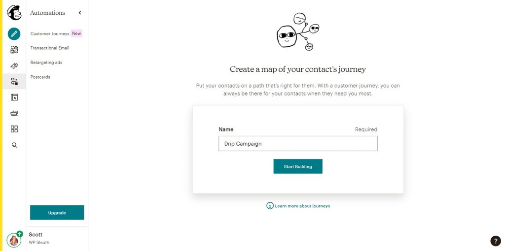 Screenshot of setting up a MailChimp drip campaign